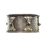 Silver serviette with 17th century 3-carat coins, German workshop after 1884.
