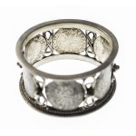 Silver serviette with 17th century 3-carat coins, German workshop after 1884.