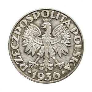 Poland, Second Republic, 5 zlotys 1936, Sailing ship, Warsaw