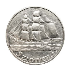 Poland, Second Republic, 5 zlotys 1936, Sailing ship, Warsaw