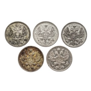 Russia, Nicholas II, set of 5 coins 20 kopecks 1907-1916