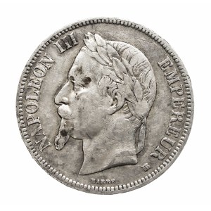 France, Napoleon III , 5 francs 1868 BB, Strasbourg