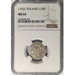 Polska, August III Sas, 1/24 talara 1753 L, Lipsk - rzadkie