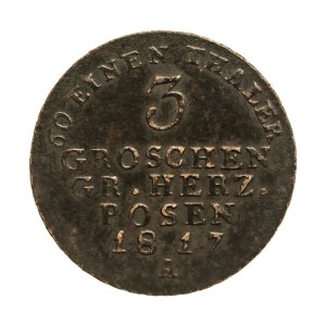 Grand Duchy of Poznan, 3 grosze 1817 A, Berlin - rare