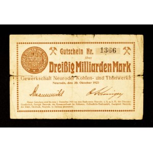 KOLEKCJA ŚLĄSKICH NOTGELDÓW Z CZASÓW HIPERINFLACJI: 30 miliardów marek, Nowa Ruda 30.10.1923.