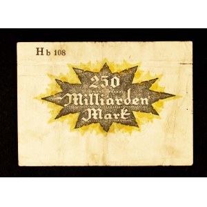 RACCOLTA DI BOLLETTINI Slesiani DEI TEMPI DELL'IPERINFLAZIONE: 250 miliardi di marchi, Racibórz 20.10.1923.