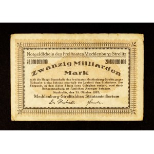 Německo, Neustrelitz, 20 miliard marek, 25.10.1923.