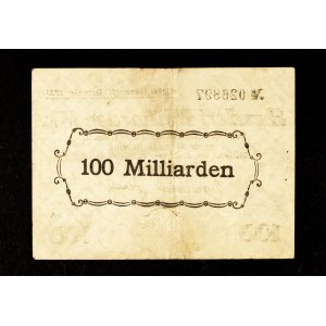 KOLEKCJA ŚLĄSKICH NOTGELDÓW Z CZASÓW HIPERINFLACJI: 100 miliardów marek, Gliwice 27.10.1923.