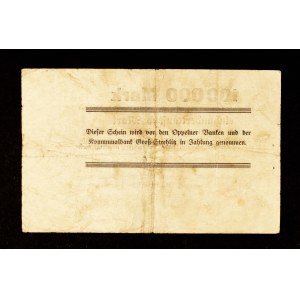 KOLEKCJA ŚLĄSKICH NOTGELDÓW Z CZASÓW HIPERINFLACJI: 100 000 marek, Opole 14.08.1923.