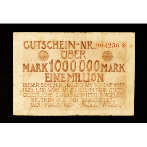 COLLECTION OF Silesian NOTGELDS FROM THE TIMES OF HIPERINFLATION: 1 million marks, Bytom 20.08.1923.