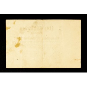 KOLEKCJA ŚLĄSKICH NOTGELDÓW Z CZASÓW HIPERINFLACJI: Bon kolejowy 100 miliardów marek, Opole 25.10.1923.