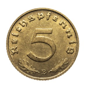 Německo, Třetí říše, 5 Reichspfennig 1939 B, Vídeň