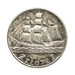 Poland, Second Republic, 2 zlote 1936, Sailing ship, Warsaw