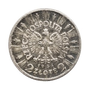 Poland, Second Republic, 2 zloty 1934, Pilsudski, Warsaw