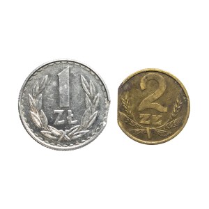 Poland, People's Republic of Poland, coin set 1979 - 1986, DESTRUCTS (2 pieces).