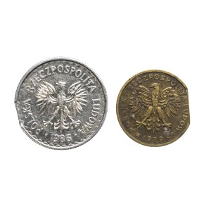 Poland, People's Republic of Poland, coin set 1979 - 1986, DESTRUCTS (2 pieces).
