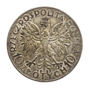 Poland, Second Republic, 10 zlotys 1933, Woman, Warsaw