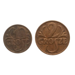 Poland, Second Republic, set: 1, 2 pennies 1934