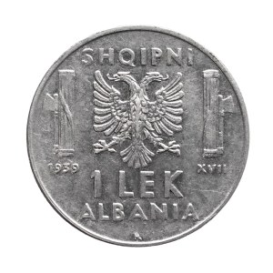 Albania, 1 lek, 1939, Rome—magnetic variant.