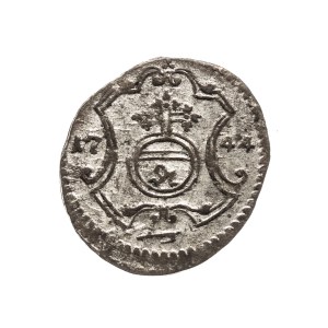 Poland, Augustus III of Saxony, 1 halerz, 1744, FWôF, Dresden