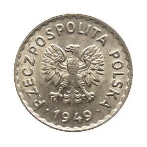 Poľsko, Poľská ľudová republika, 1 zlotý, 1949, meď-nikel