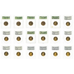 Stany Zjednoczone Ameryki (USA), zestaw 18 monet 1 dolar 2000-2005 (Sacajawea)