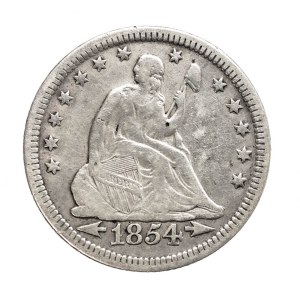 Spojené štáty americké (USA), 1/4 dolára z roku 1854, Filadelfia (sedajúca Sloboda)