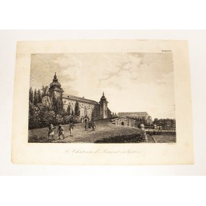 Engraving of Łańcut Castle, Adam Piliński, 1840