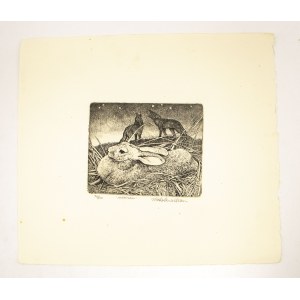 Nightfall Lithograph (Hare with Wolves), Nicholas Wilson