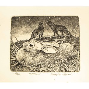Nightfall Lithograph (Hare with Wolves), Nicholas Wilson