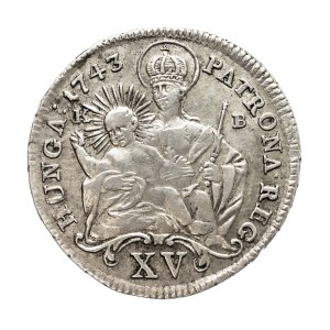 Hungary, Maria Theresa, 15 kreuzer, 1743 KB, Kremnica
