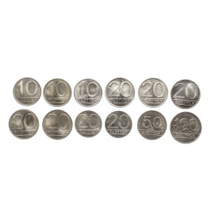 Polsko, Polská lidová republika, sada 12 mincí: 10, 20, 50 a 100 zlotých, 1984–1990 [1]