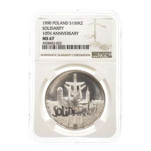 Poland, Republic of Poland since 1989, 100,000 zlotys, 1990, Solidarity—Type A