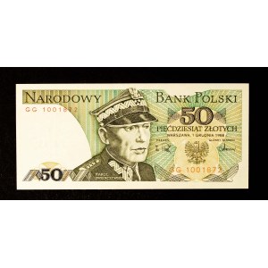 Polska, PRL, 50 ZŁOTYCH 1.12.1988, seria GG.