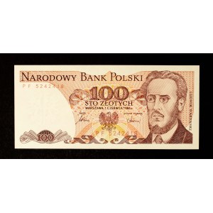 Poland, People's Republic of Poland, 100 zlotych, June 1, 1986, PF series.