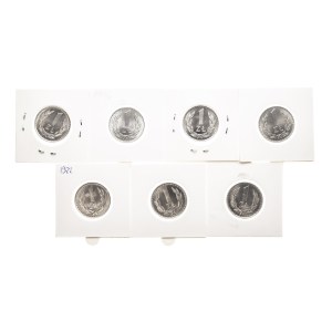 Poland, People's Republic of Poland, set of 7 1 zloty coins, 1975–1984