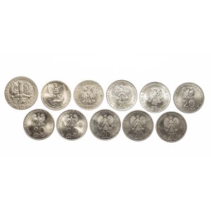 Poland, People's Republic of Poland, set of 11 coins: 10 zlotych and 20 zlotych, 1965–1980