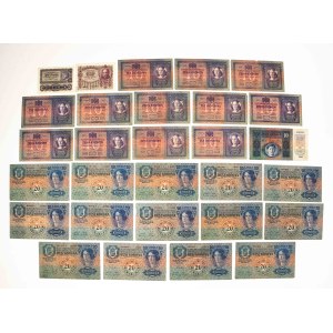 Austria-Hungary, set of 29 banknotes, 1904–1922, Vienna.