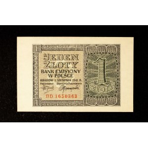 Polska, Generalna Gubernia, 1 złoty 1.08.1941, seria BD.