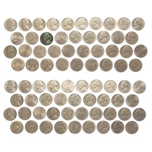 United States of America (USA), set of 76 5-cent coins, 1940–2020