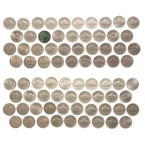 United States of America (USA), set of 76 5-cent coins, 1940–2020