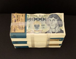 Polska, PRL, zestaw banknotów 1000 złotych 1982, seria HL ? - 10 x paczka 100 sztuk (łącznie 1000 sztuk)