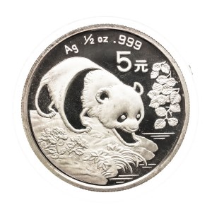 China, 5 yuan, 1994, Panda, 1/2 oz 999 silver