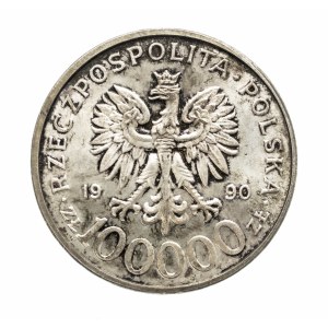 Poland, the Republic of Poland since 1989, 100,000 zloty, 1990, Solidarity Type C.