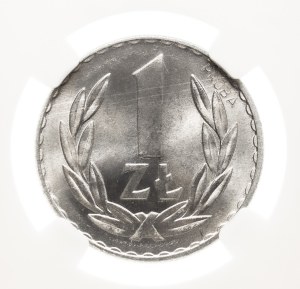 Polska, PRL, 1 złoty 1949, aluminium, Warszawa MS 65, PRÓBA, aluminium, wklęsły napis, bardzo rzadkie