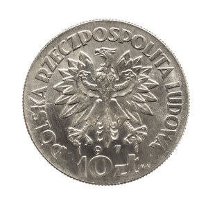 Poland, People's Republic of Poland, 10 zlotych, 1971, FAO - Fiat Panis, TRIAL, nickel