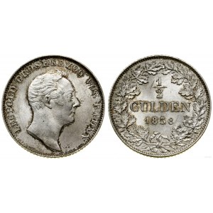 Germany, 1/2 guilder, 1838, Karlsruhe
