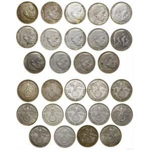 Niemcy, zestaw: 14 x 2 marki, 1936-1939, różne mennice
