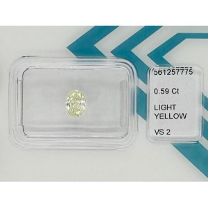 PRÍRODNÝ DIAMANT 0,59 CT SVETLOŽLTÝ - VS2 - OVÁLNY BRUS - IGI - UD30120-1