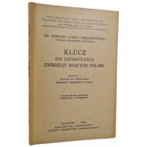 LUBICZ NIEZABITOWSKI Edward - KLUCZ DO OZNACZANIA ZWIERZĄT SSĄCYCH POLSKI Wyd. 1933 Ilustracje